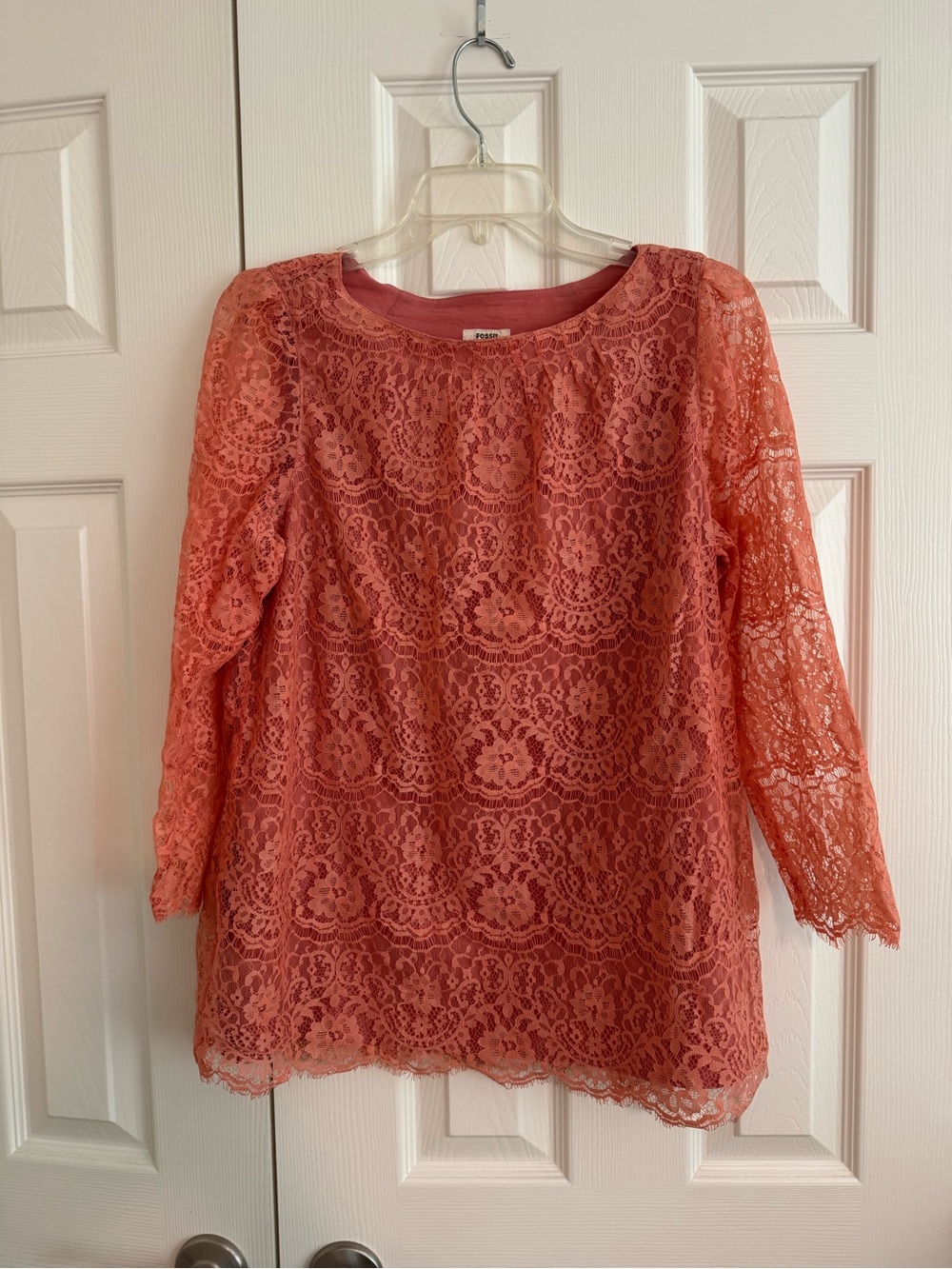 Fossil Coral Lace Long-Sleeve Blouse